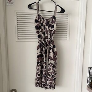 BCBG Max Azria 100% silk Purple Leaf Print Dress